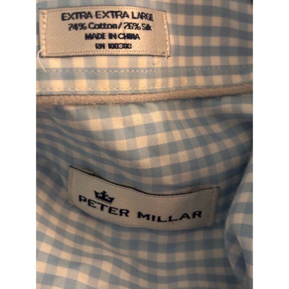 Peter Millar Silk Blend Dress Shirt, XXL, Cottage Blue, Golf Club Embroidery - Picture 7 of 7